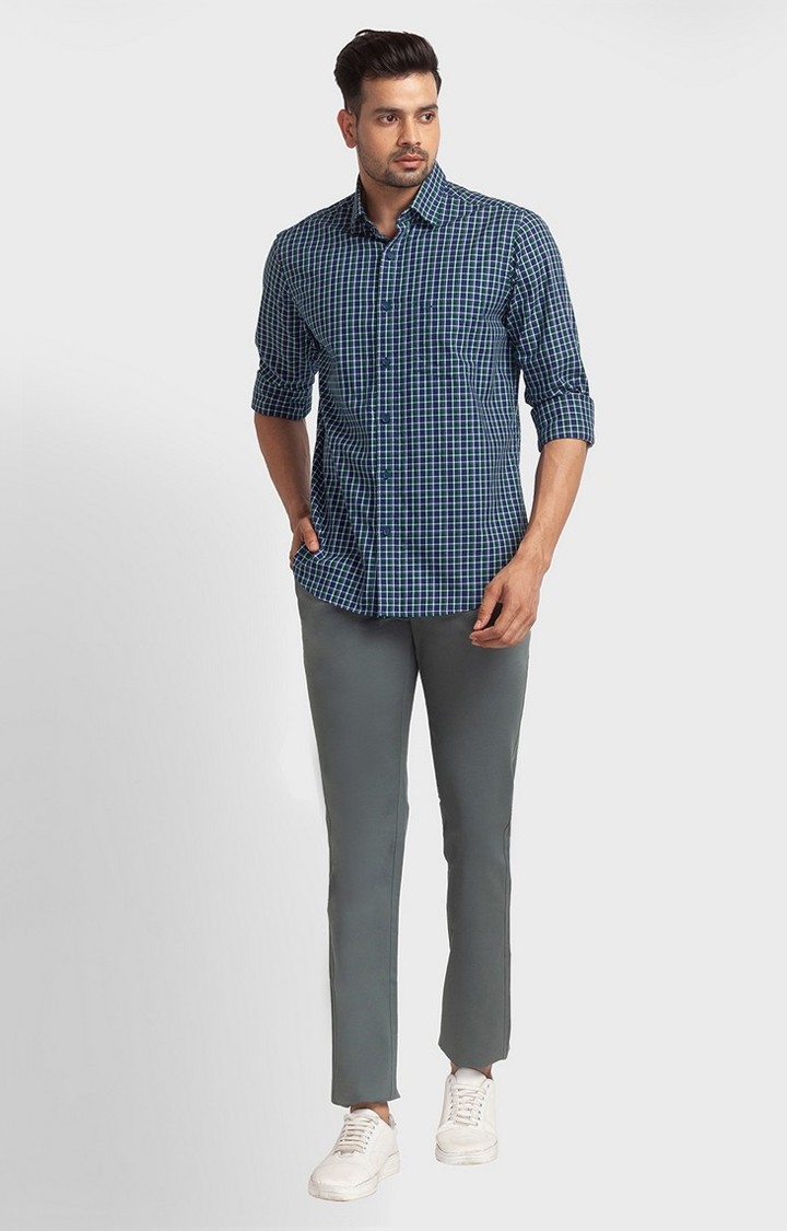 ColorPlus | ColorPlus Contemporary Fit Green Casual Pant For Men 1