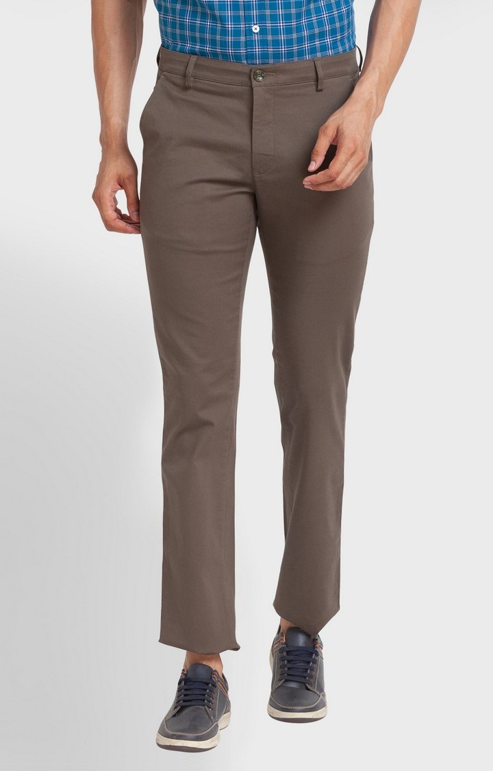 Buy Color Plus Men's Flat Front Contemporary Fit Medium Khaki Casual Trouser  at Amazon.in