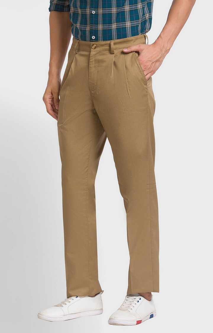 ColorPlus | ColorPlus Tailored Fit Beige Casual Pant For Men 3