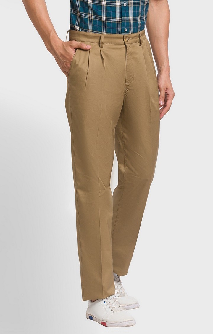 ColorPlus | ColorPlus Tailored Fit Beige Casual Pant For Men 2