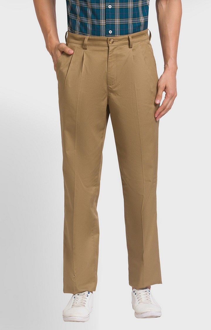 ColorPlus | ColorPlus Tailored Fit Beige Casual Pant For Men 0