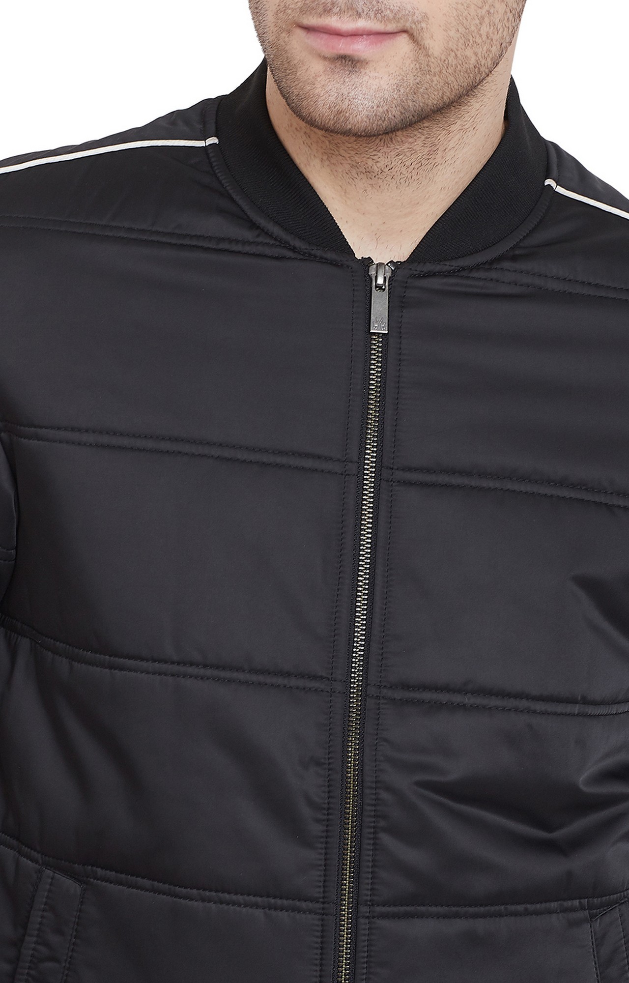 Grey Solid Bomber Jacket