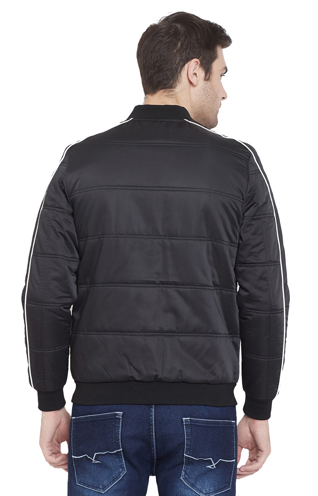 Grey Solid Bomber Jacket