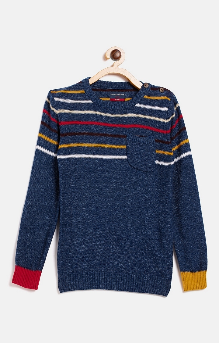Crimsoune Club | Blue Striped Sweaters 0