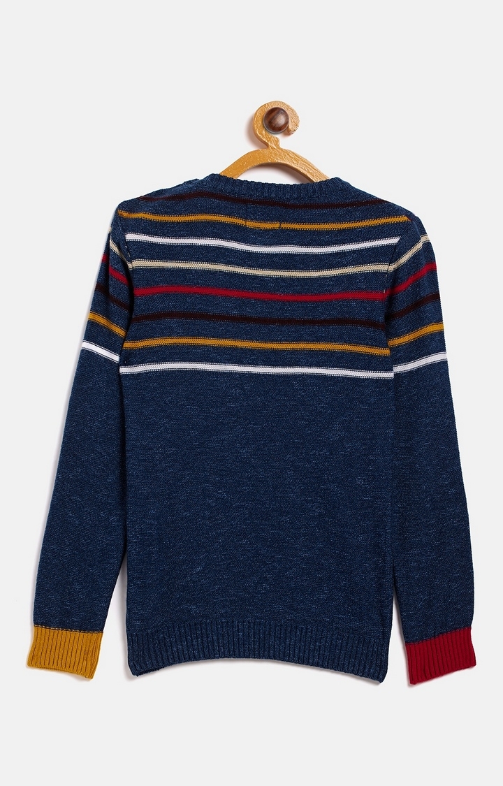 Crimsoune Club | Blue Striped Sweaters 1