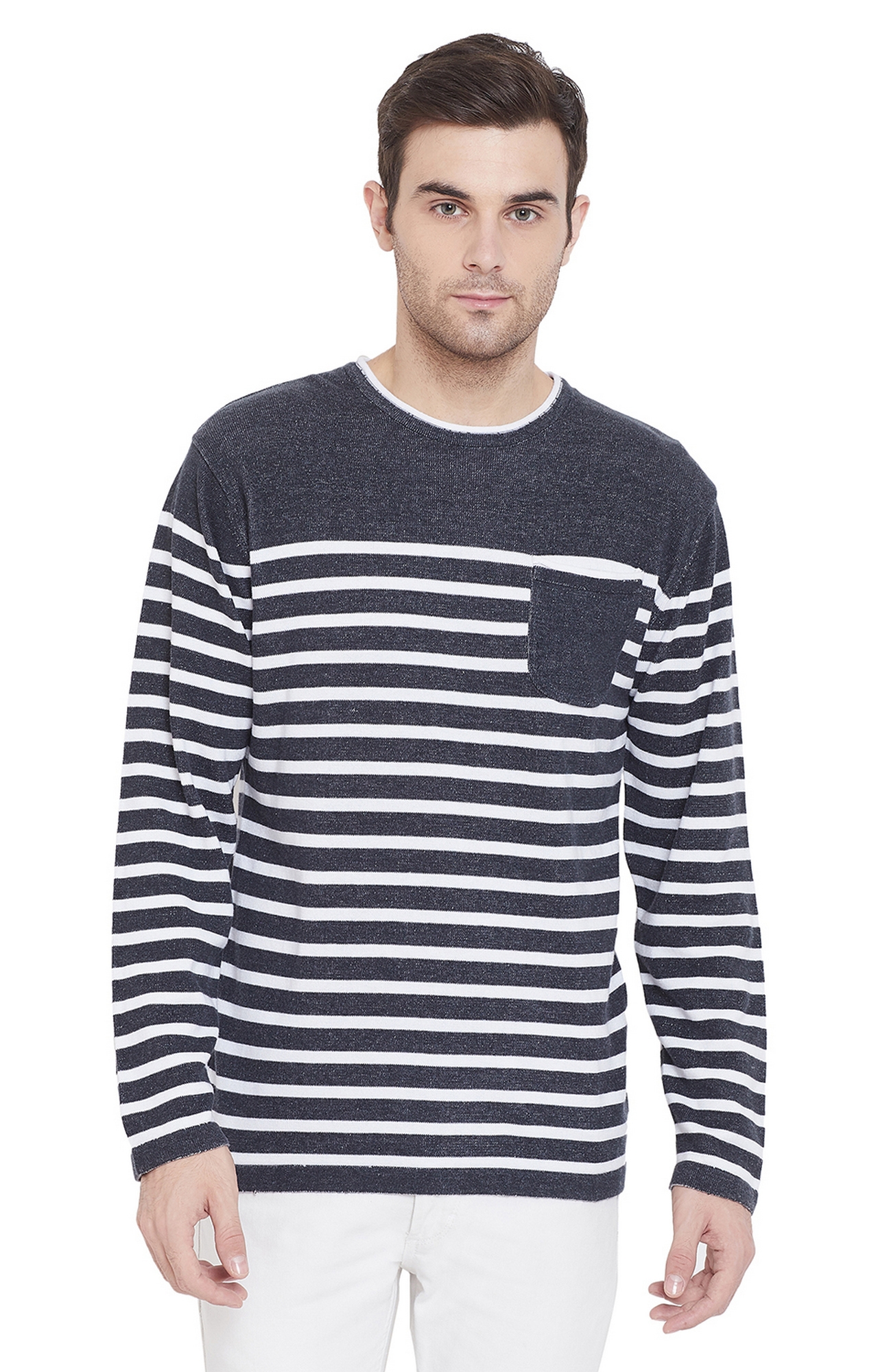 Crimsoune Club | Grey Striped Sweaters 0
