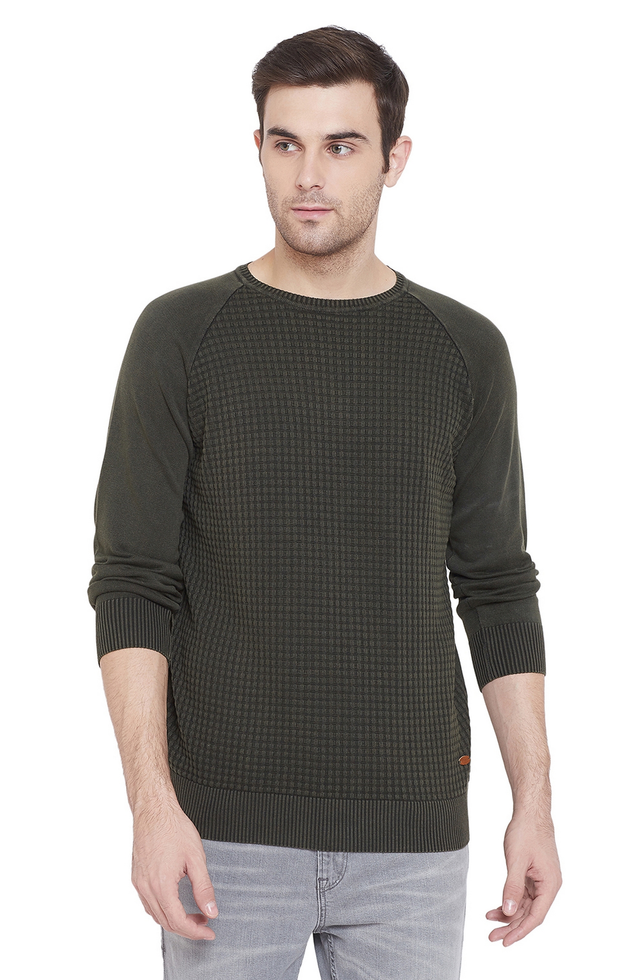 Crimsoune Club | Green Textured Sweaters 0