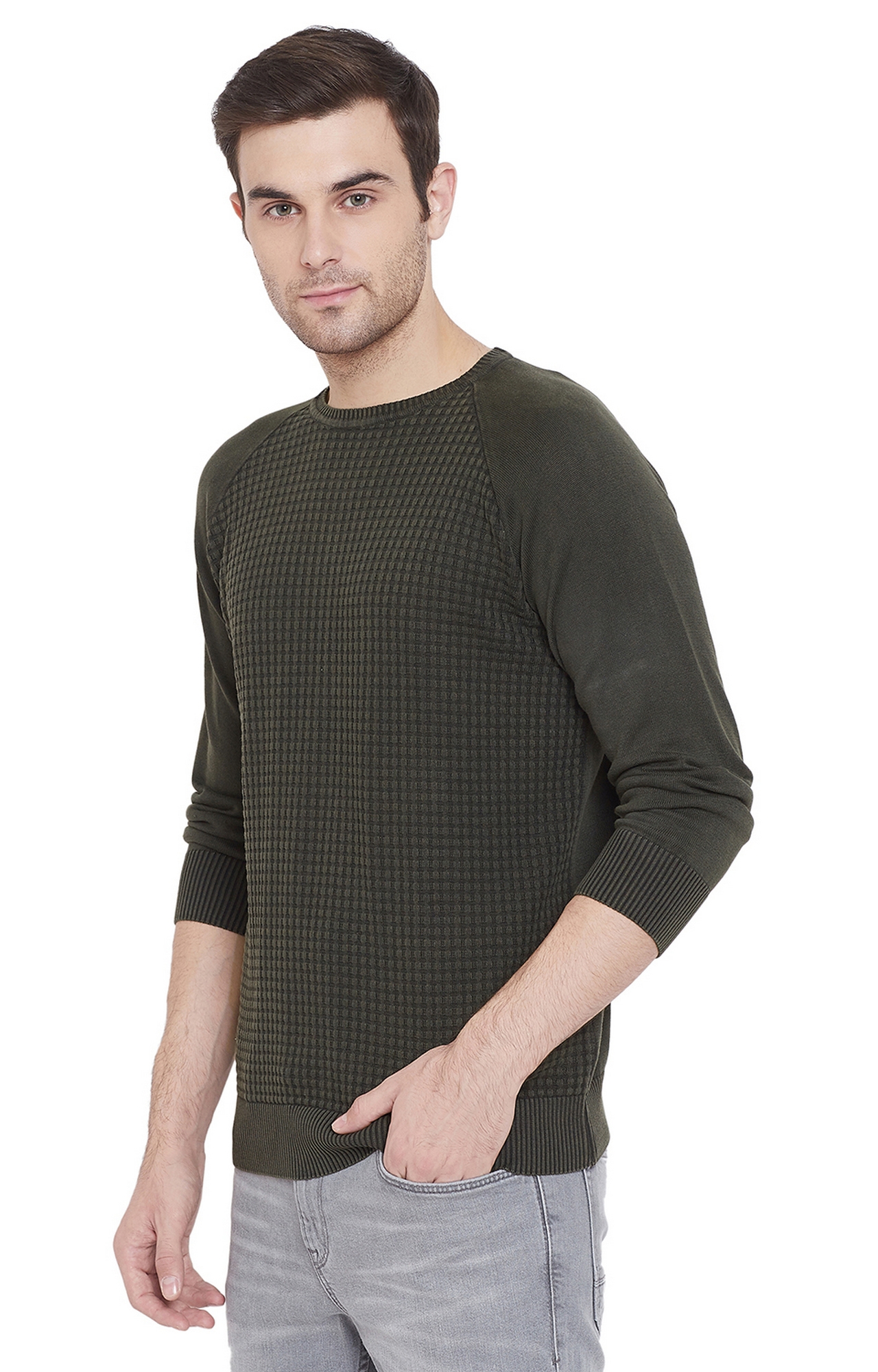 Crimsoune Club | Green Textured Sweaters 3