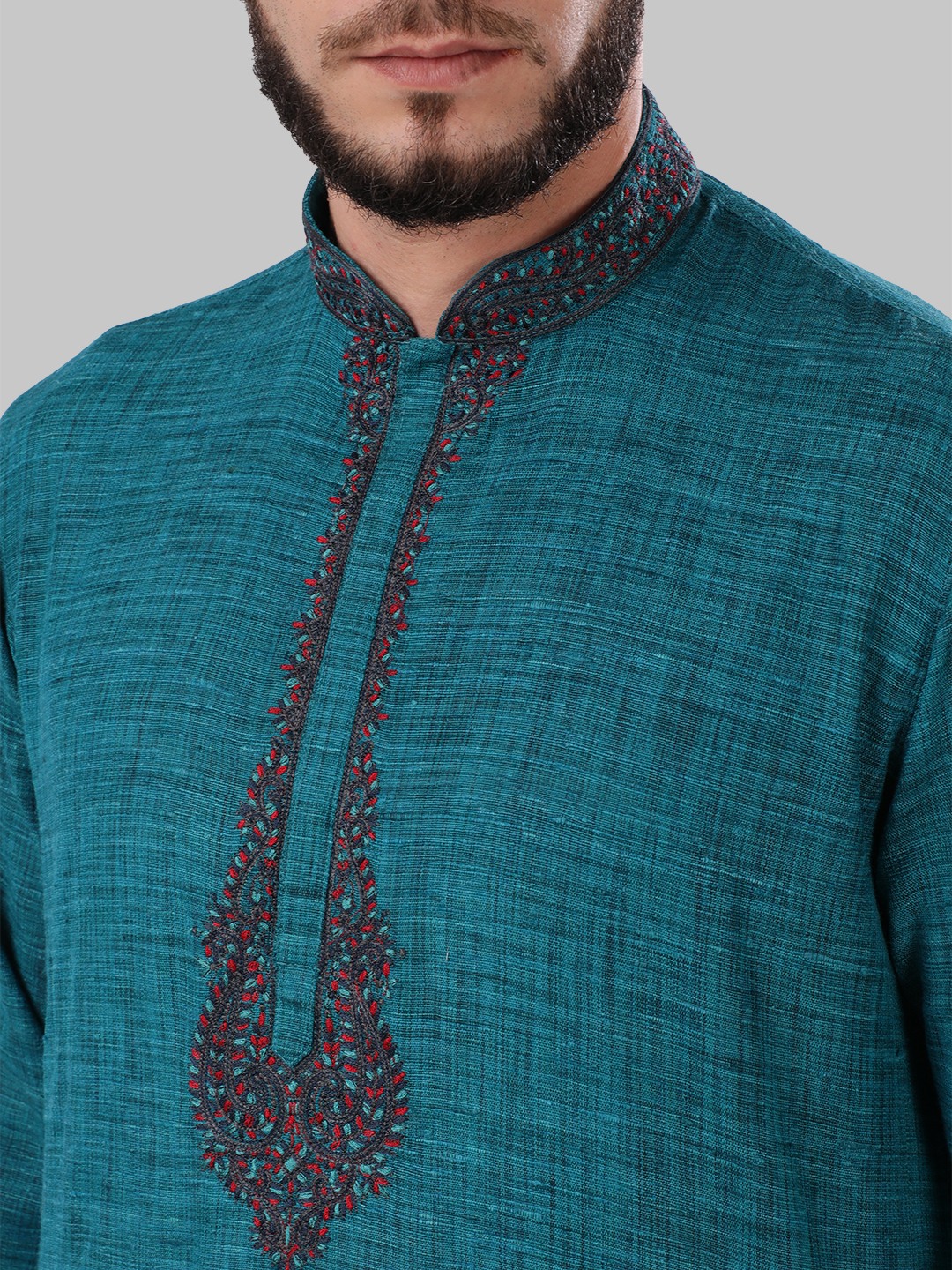 Ethnix By Raymond Dark Green Kurta With Churidar