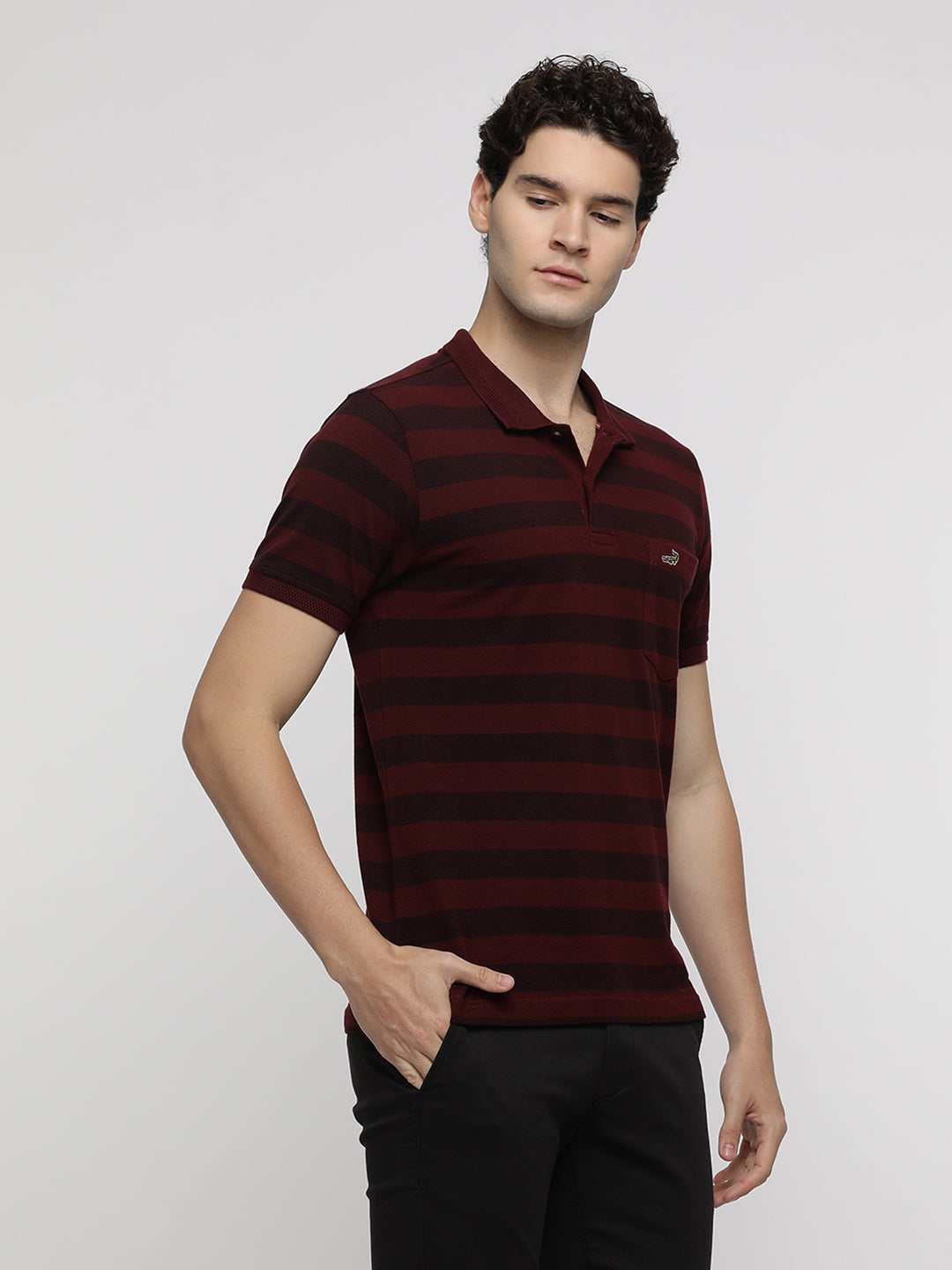 CROCODILE MENS T-SHIRT H/S CRFP224-321MT BURGUNDY