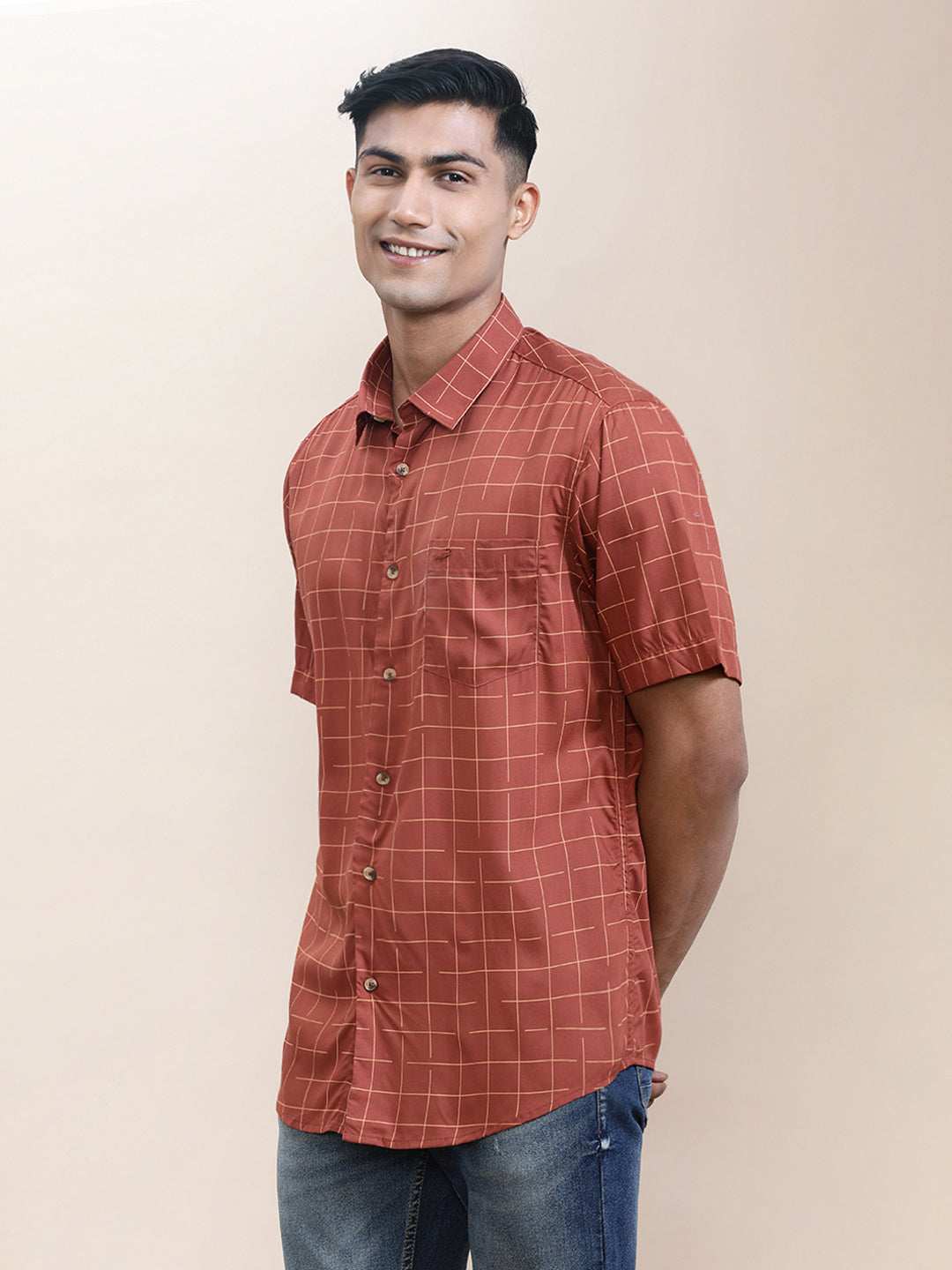 CROCODILE MENS CASUAL SHIRT H/S CRCS224-210MT HS RUST