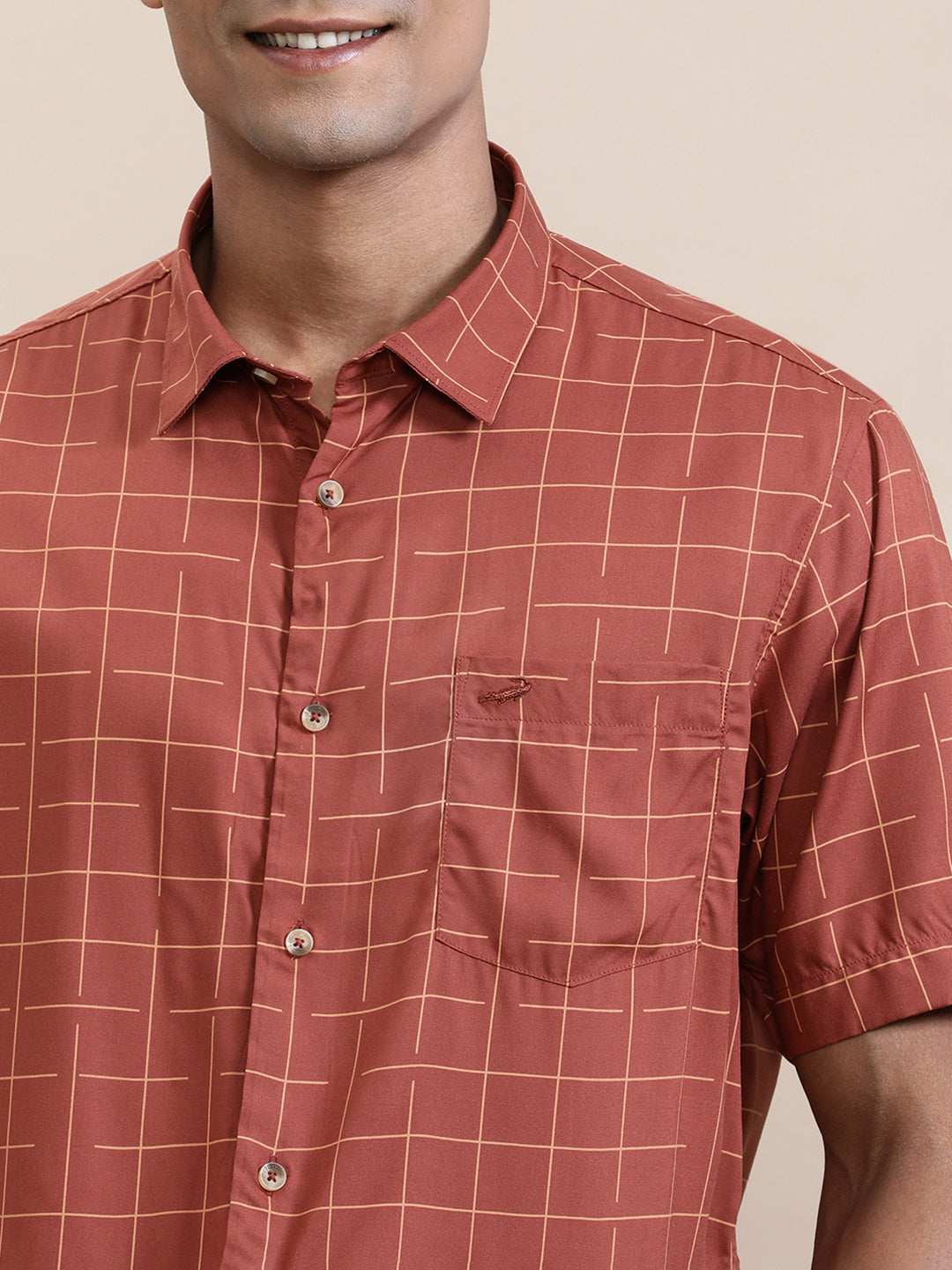 CROCODILE MENS CASUAL SHIRT H/S CRCS224-210MT HS RUST
