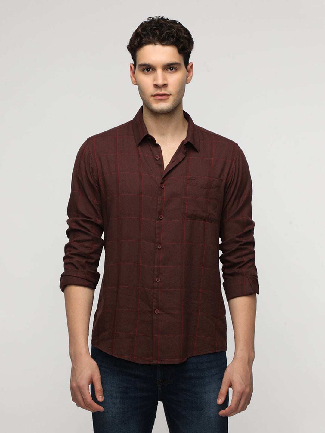 CROCODILE MENS CASUAL SHIRT F/S CRCS224-326MT MAROON