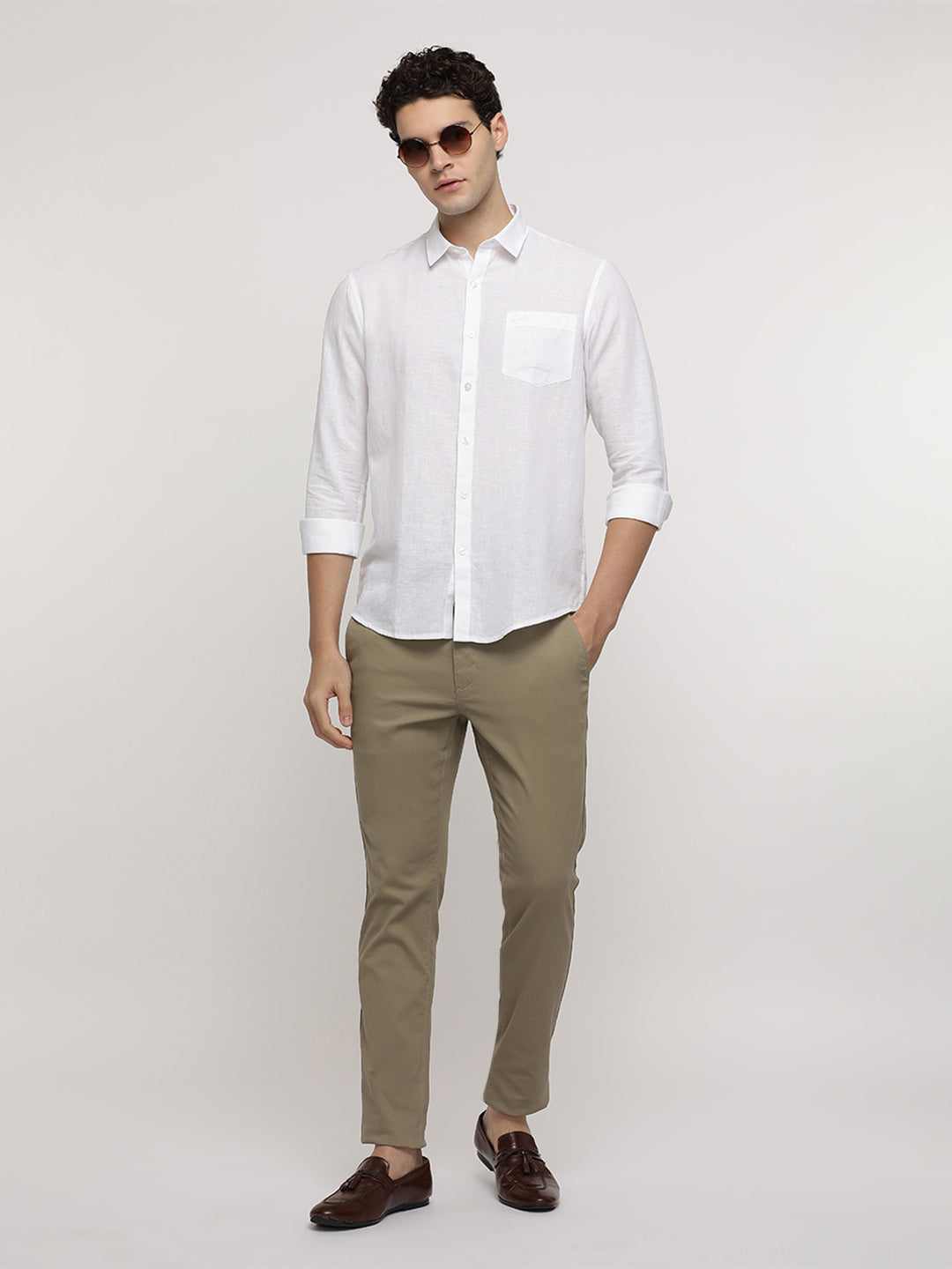 CROCODILE MENS CASUAL SHIRT F/S CRCS124-733MT WHITE