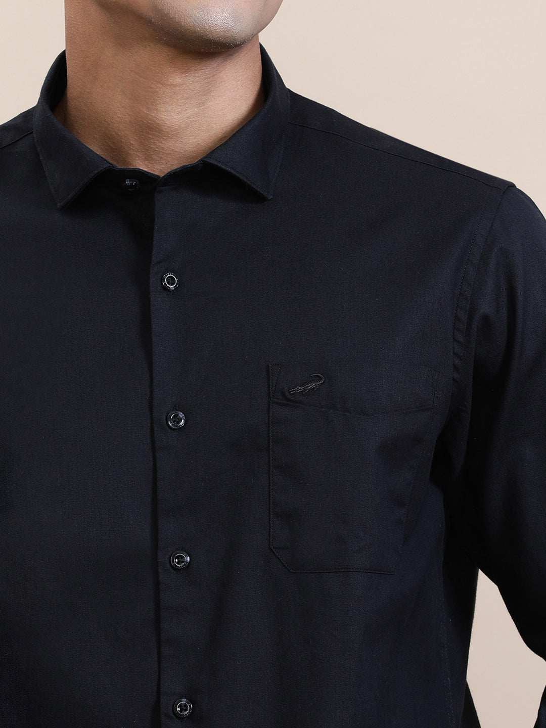 CROCODILE MENS CASUAL SHIRT F/S CRCS125-500MT Black