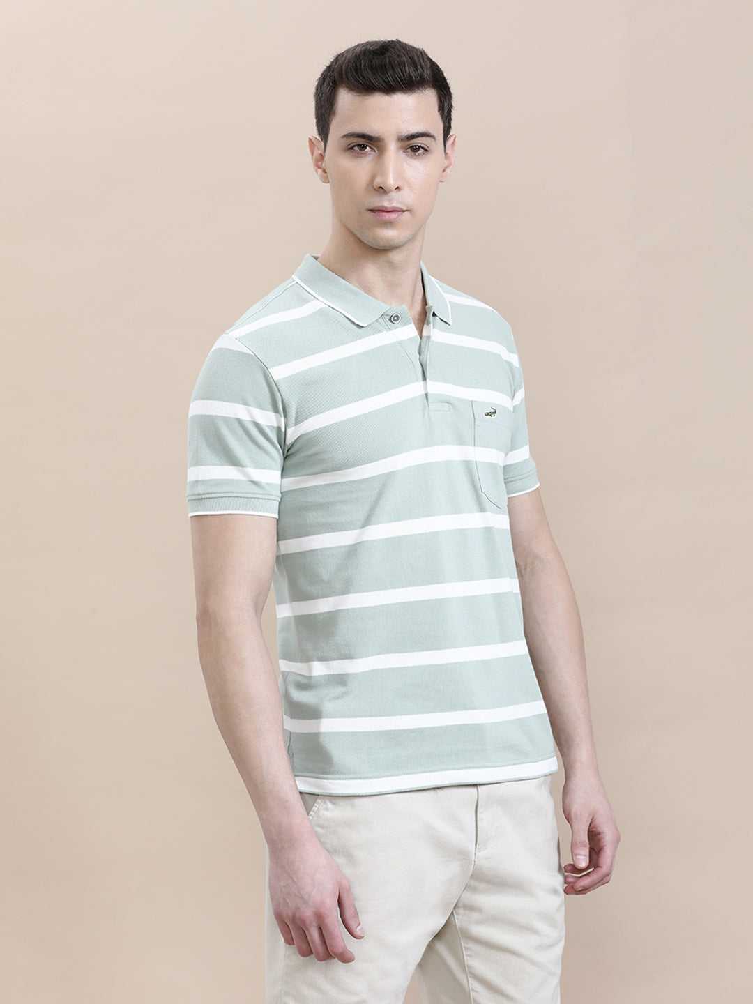 CROCODILE MENS T-SHIRT H/S CRFP125-207MT SEA FOAM