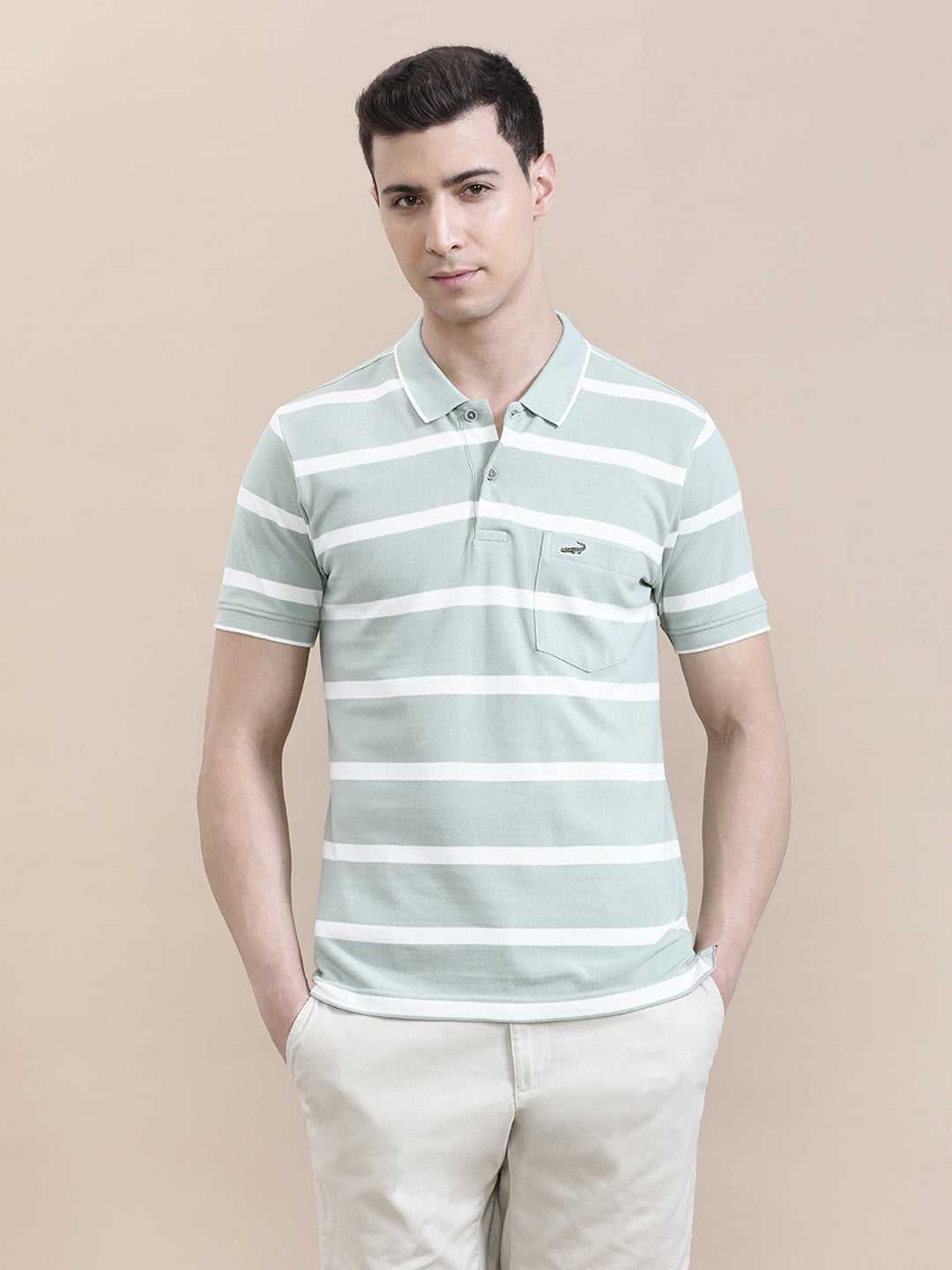 CROCODILE MENS T-SHIRT H/S CRFP125-207MT SEA FOAM