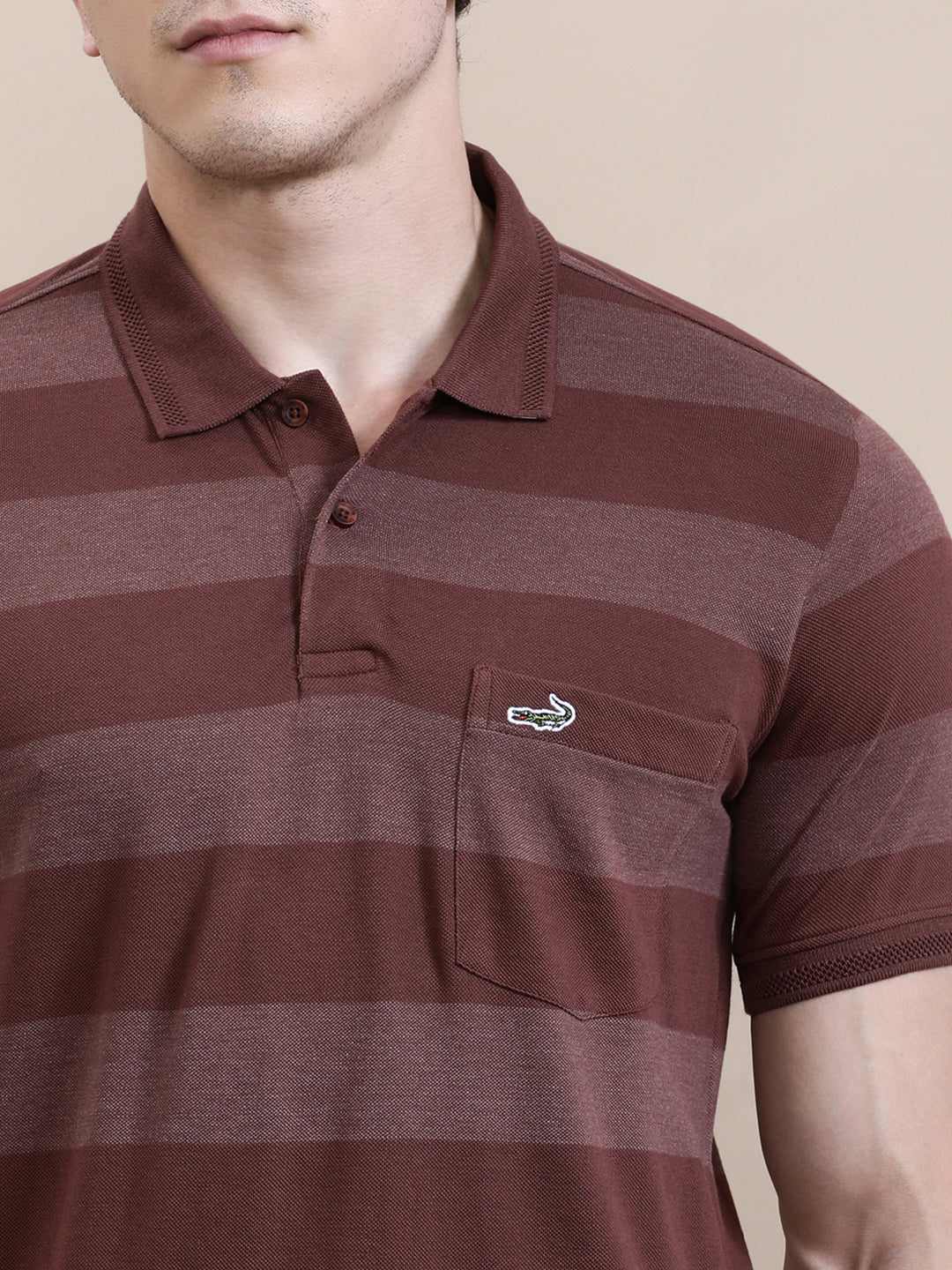 CROCODILE MENS T-SHIRT H/S CRFP125-209MT BROWN