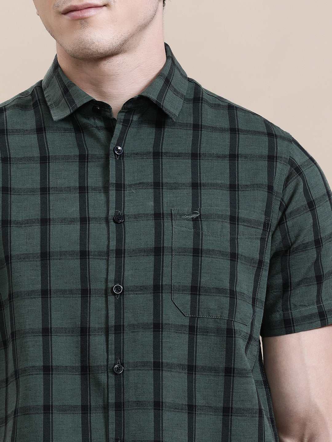 CROCODILE MENS CASUAL SHIRT H/S CRCS125-523MT HS GREEN