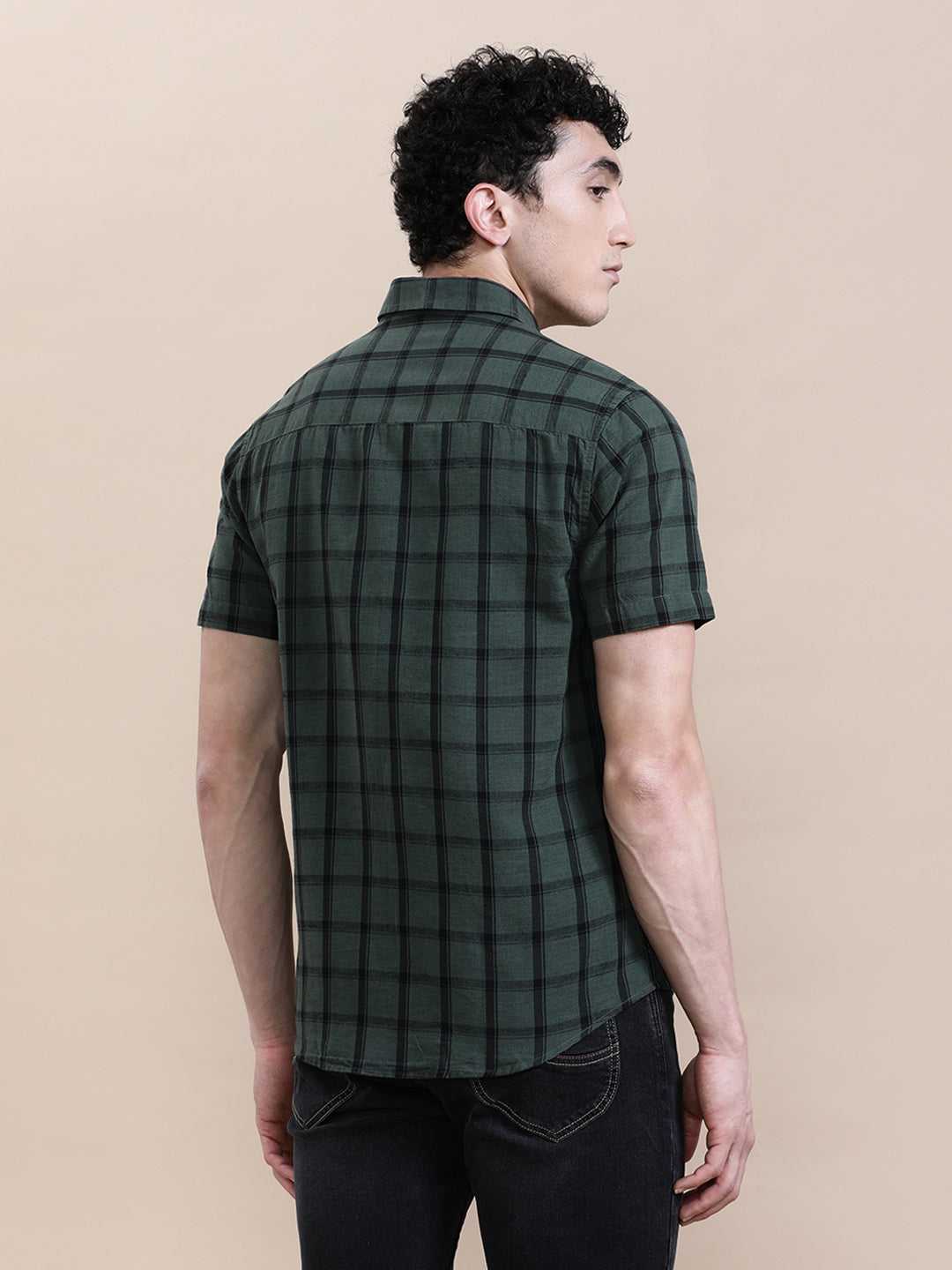 CROCODILE MENS CASUAL SHIRT H/S CRCS125-523MT HS GREEN