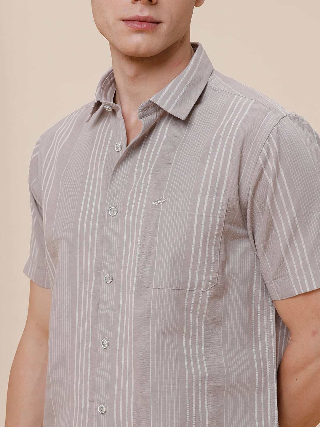 CROCODILE MENS CASUAL SHIRT H/S CRCS125-534MT HS BEIGE