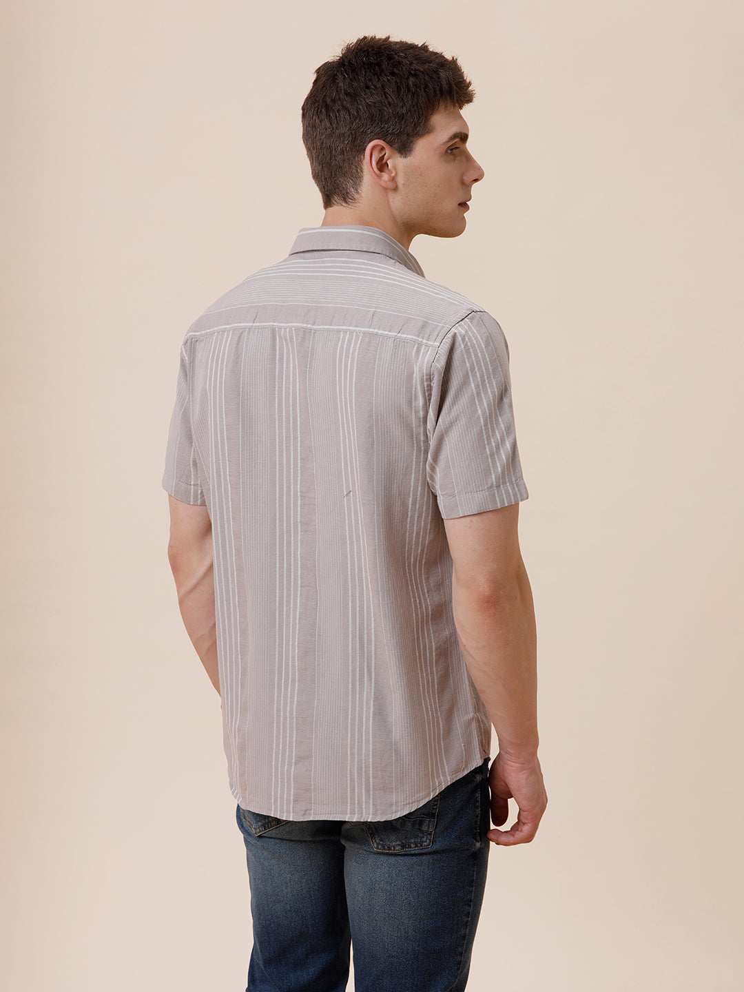 CROCODILE MENS CASUAL SHIRT H/S CRCS125-534MT HS BEIGE