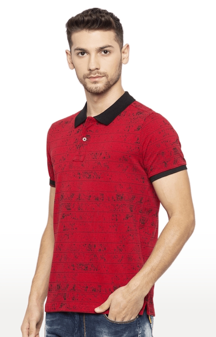 Status Quo | Men's Red Cotton Striped Polos 2