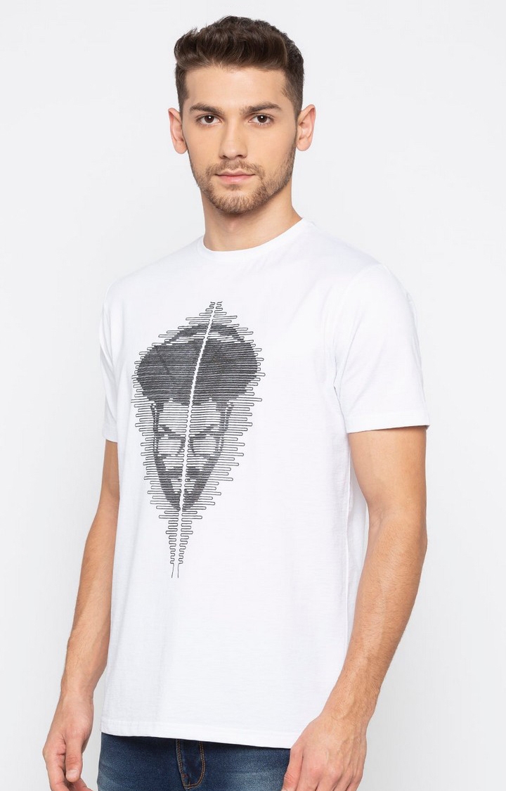 Status Quo | Men's White Cotton Printeded Regular T-Shirt 1