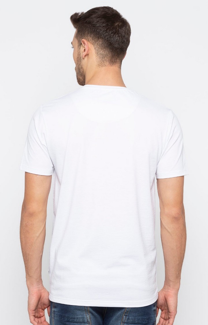 Status Quo | Men's White Cotton Printeded Regular T-Shirt 2
