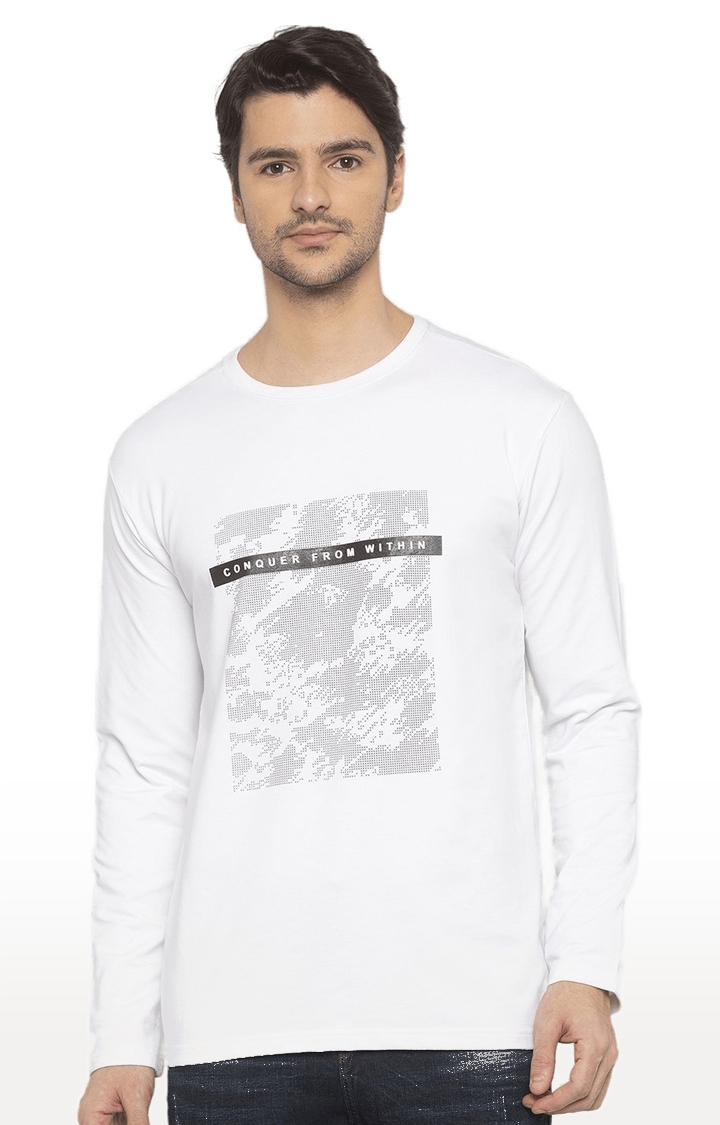 Status Quo | Men's White Cotton Printed Sweatshirts 0