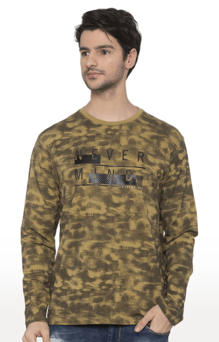 Men's Brown Cotton Printed Sweatshirts