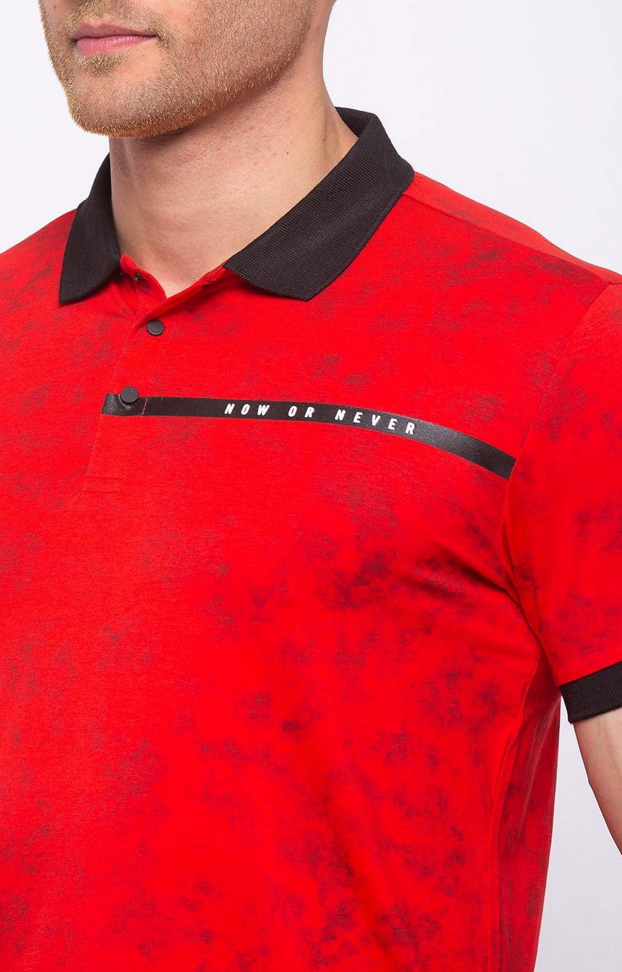 Status Quo | Men's Red Cotton Blend Printed Polos 3