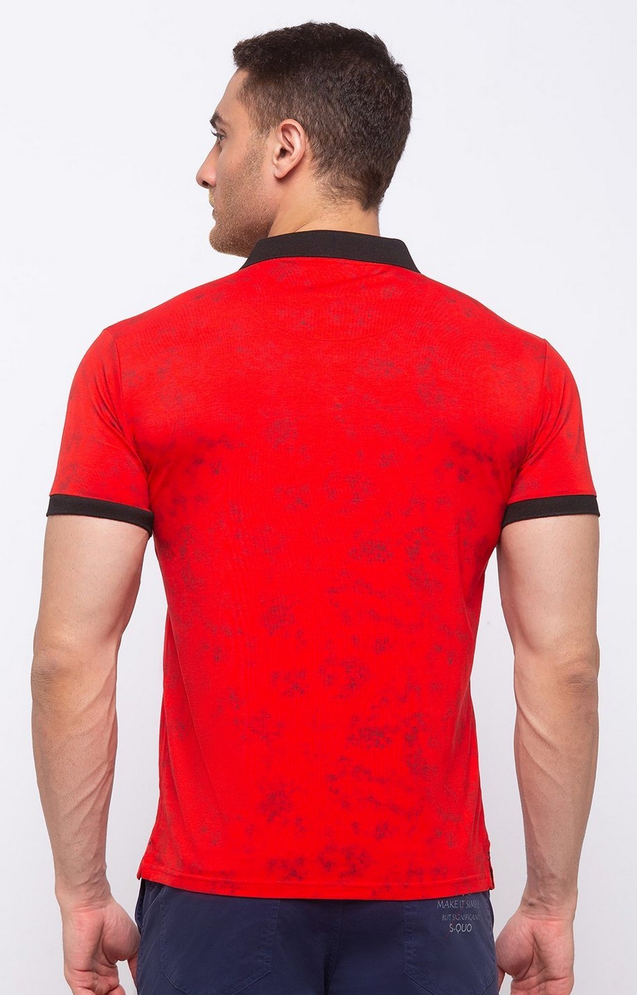 Status Quo | Men's Red Cotton Blend Printed Polos 2
