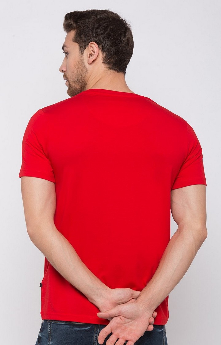 Status Quo | Men's Red Cotton Printeded Regular T-Shirt 3