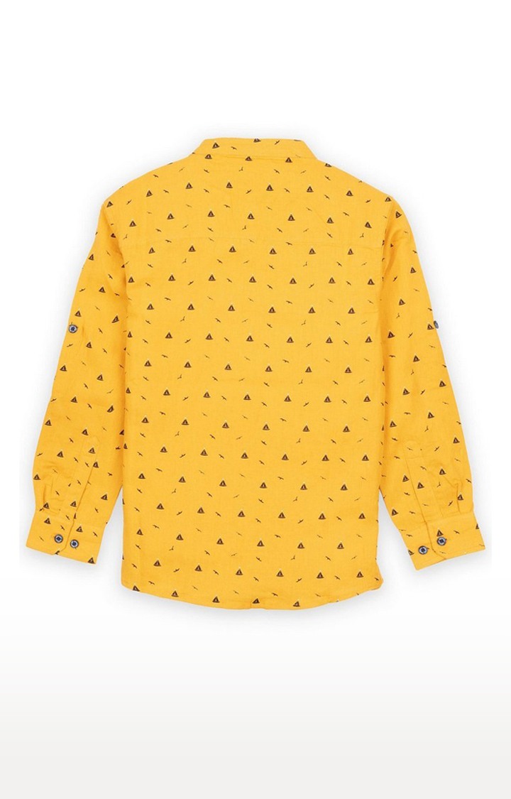 Boy's Yellow Cotton Blend Printed Casual Shirts