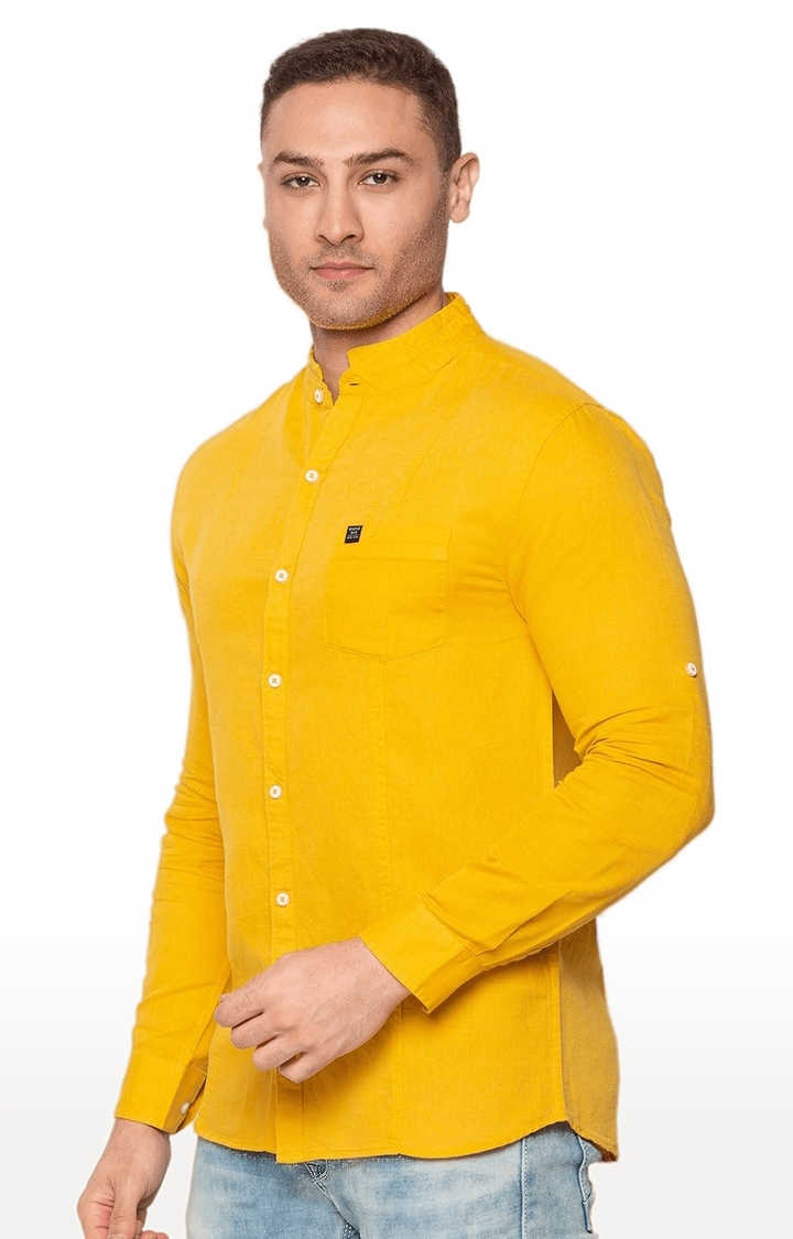 Status Quo | Men's Yellow Cotton Solid Casual Shirts 1