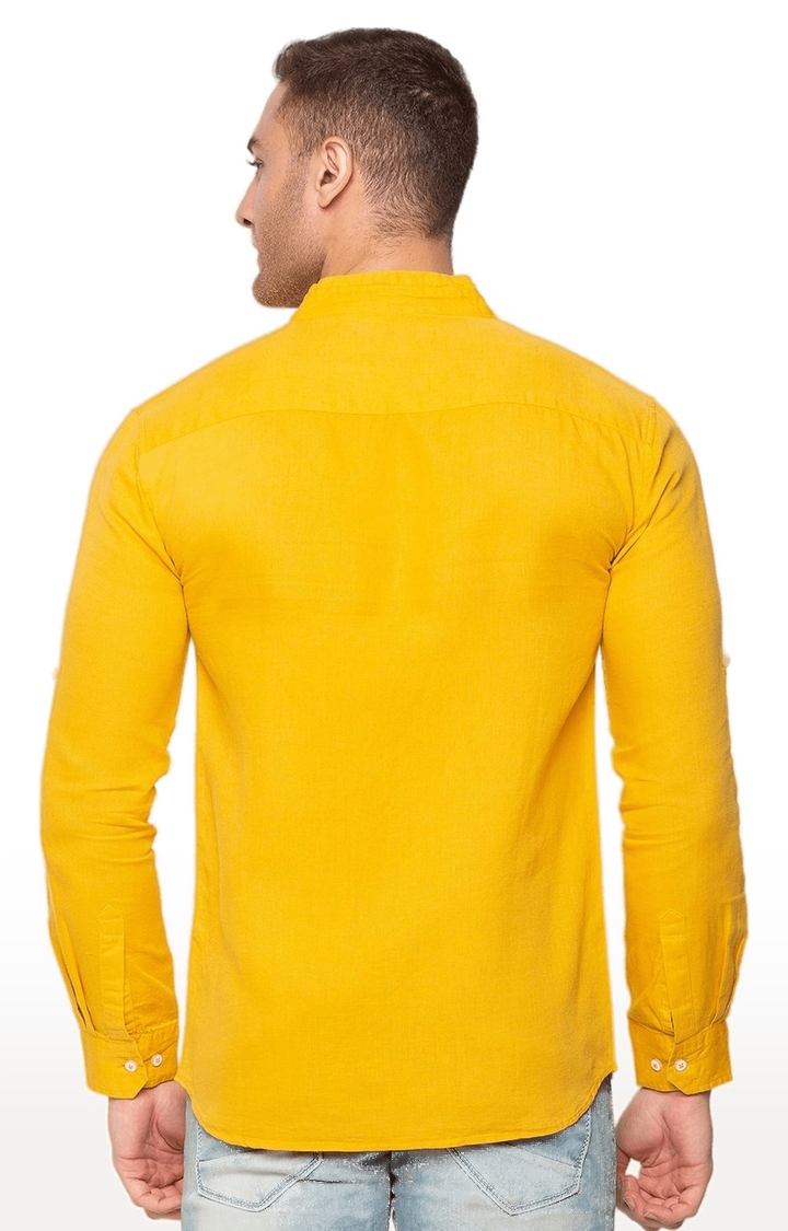 Status Quo | Men's Yellow Cotton Solid Casual Shirts 2
