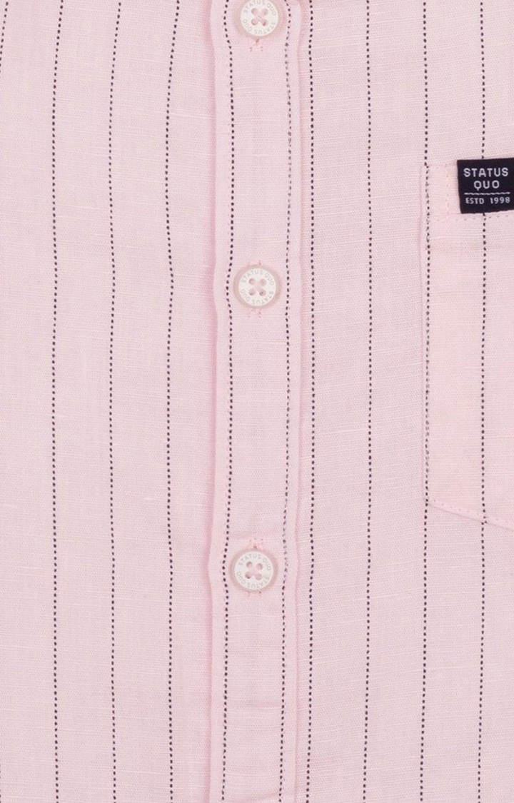 Boy's Pink Cotton Blend Striped Casual Shirts