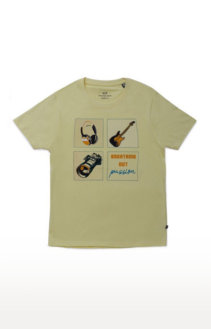 Status Quo | Boys Olive Green Cotton Printeded Regular T-Shirt 2