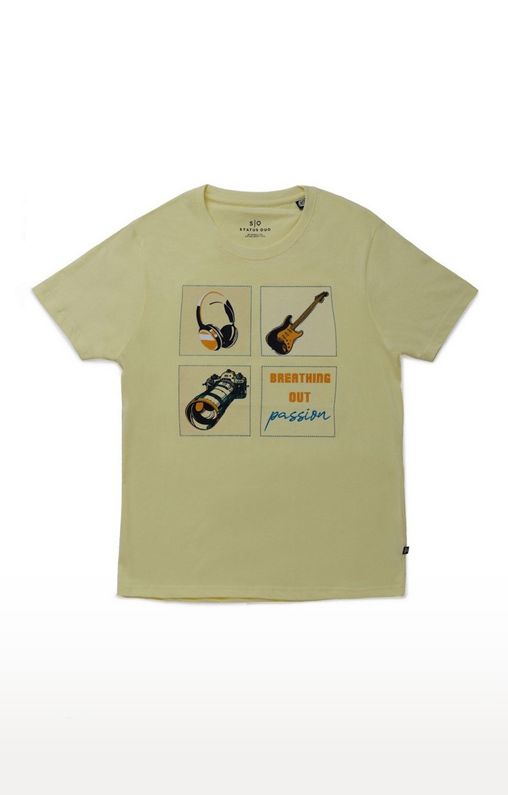 Status Quo | Boys Olive Green Cotton Printeded Regular T-Shirt 0