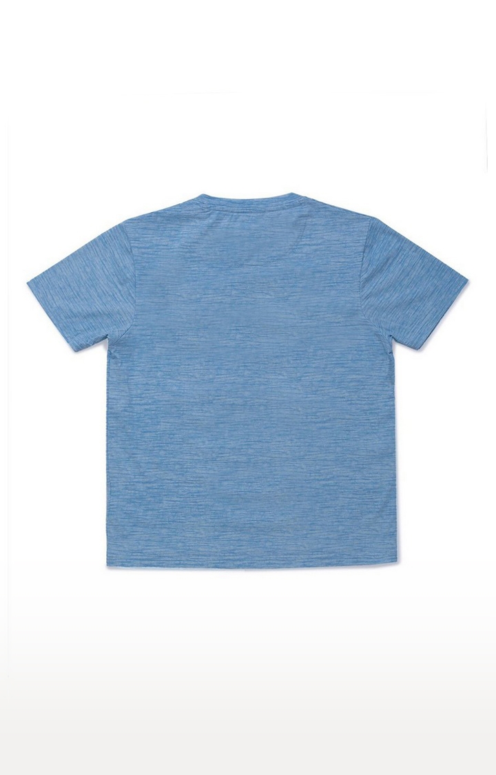 Status Quo | Boys Blue Cotton Melange Textured Regular T-Shirt 1