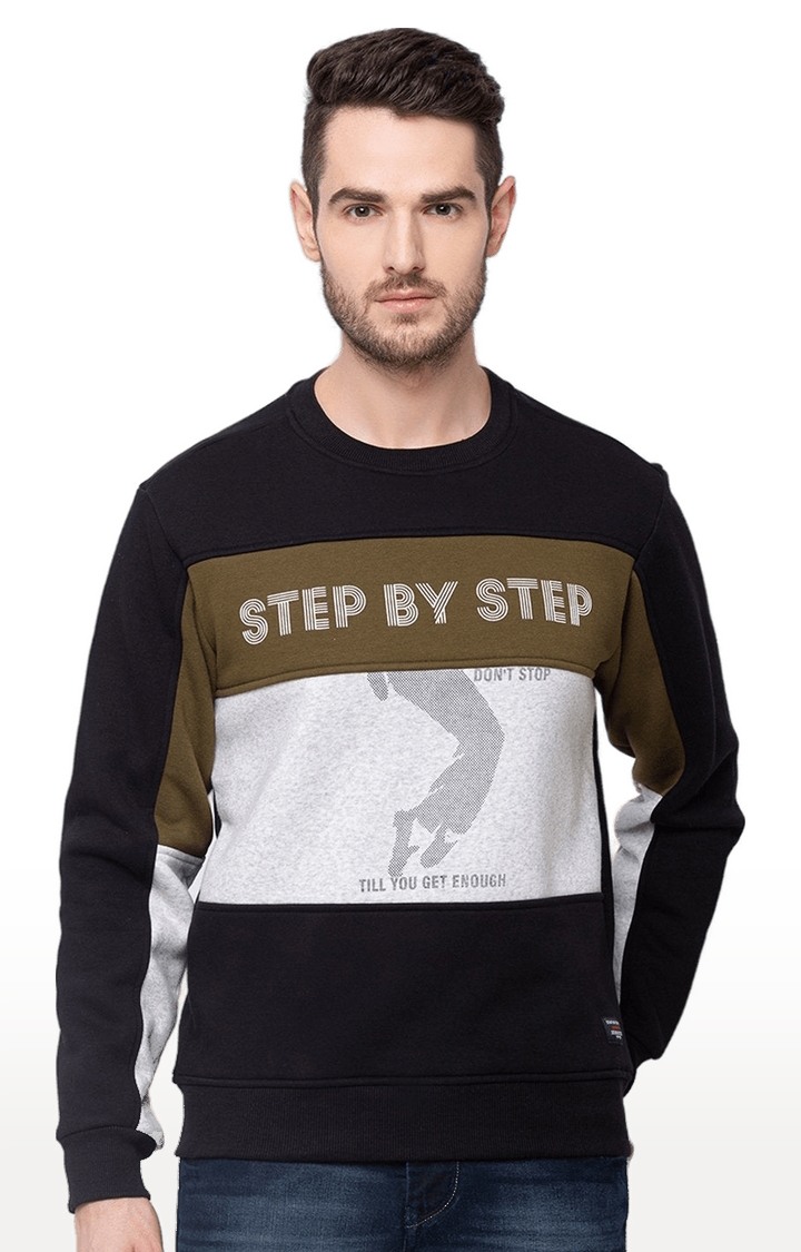 Men's Black Polycotton Printed Sweatshirts