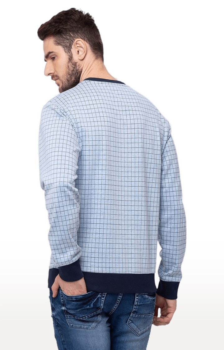 Men's Blue Polycotton Checked Sweatshirts