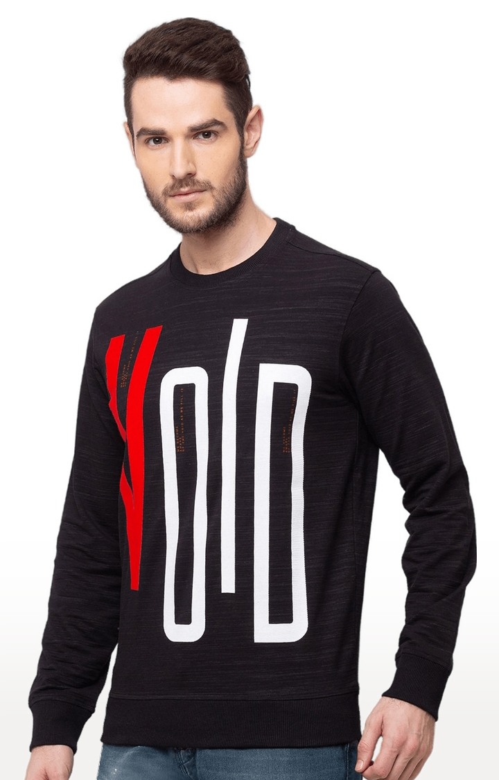 Men's Black Polycotton Printed Sweatshirts