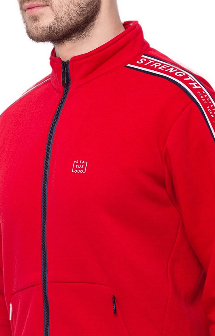Men's Red Polycotton Solid Sweatshirts