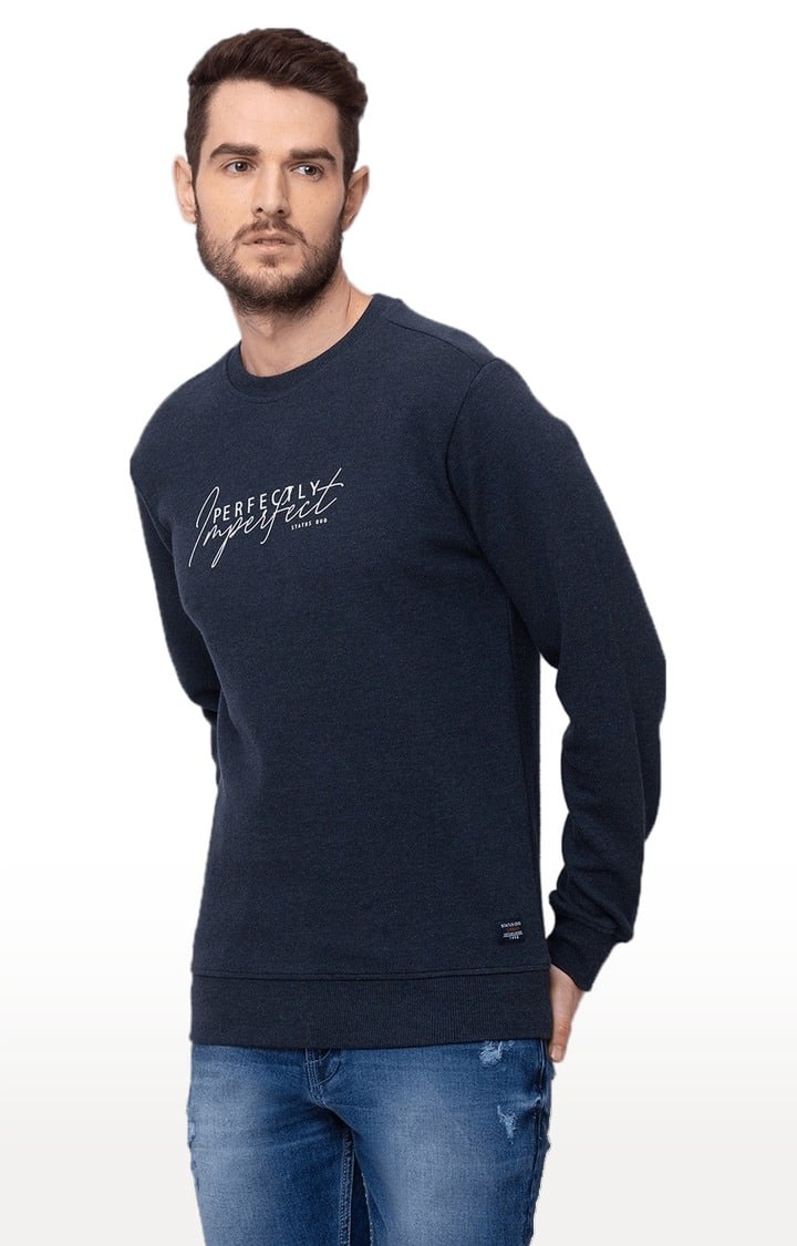 Men's Blue Polycotton Printed Sweatshirts