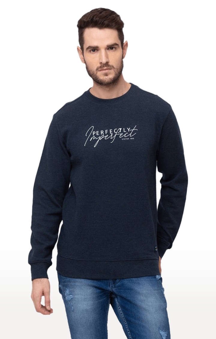Men's Blue Polycotton Printed Sweatshirts