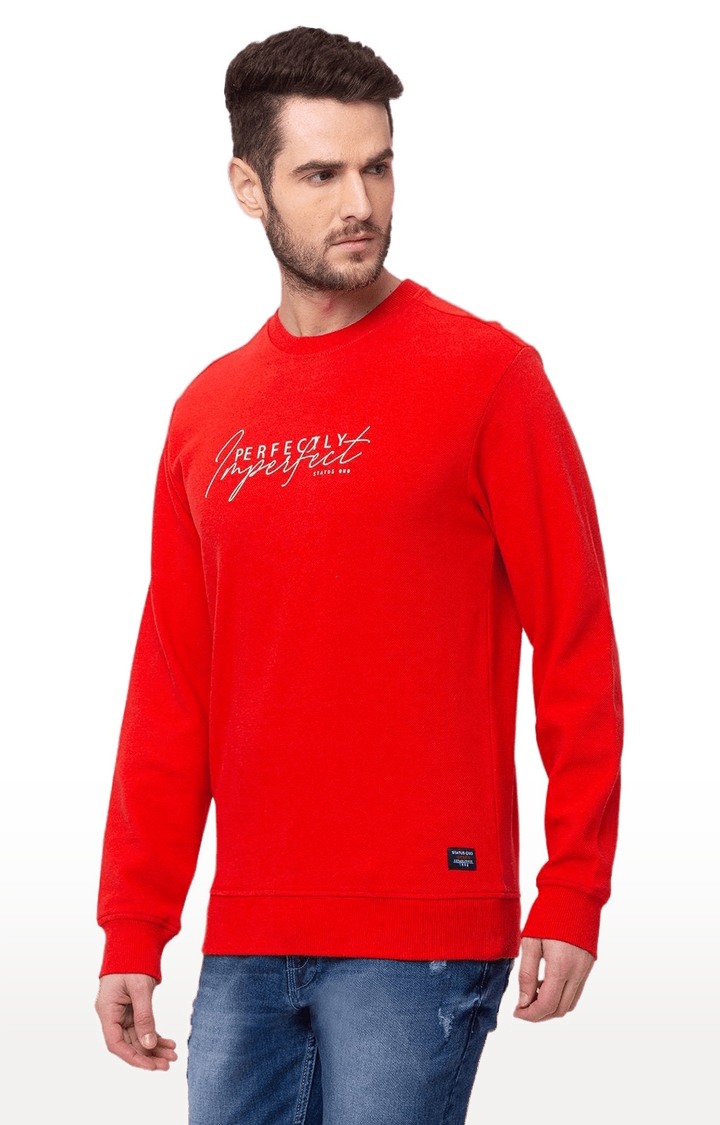 Men's Orange Polycotton Printed Sweatshirts