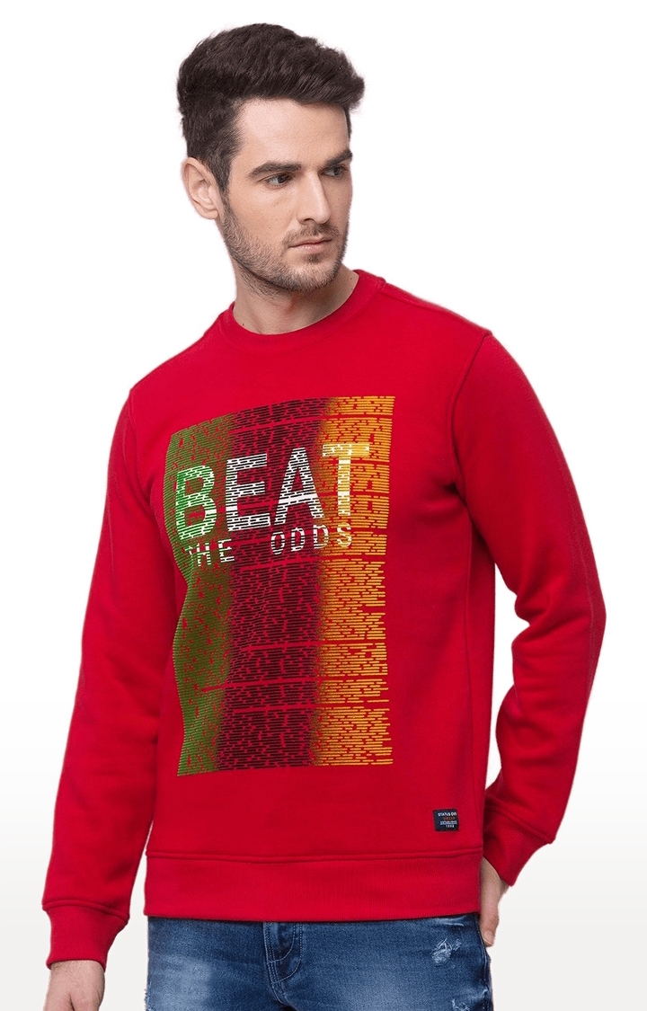 Status Quo | Men's Red Polycotton Printed Sweatshirts 1