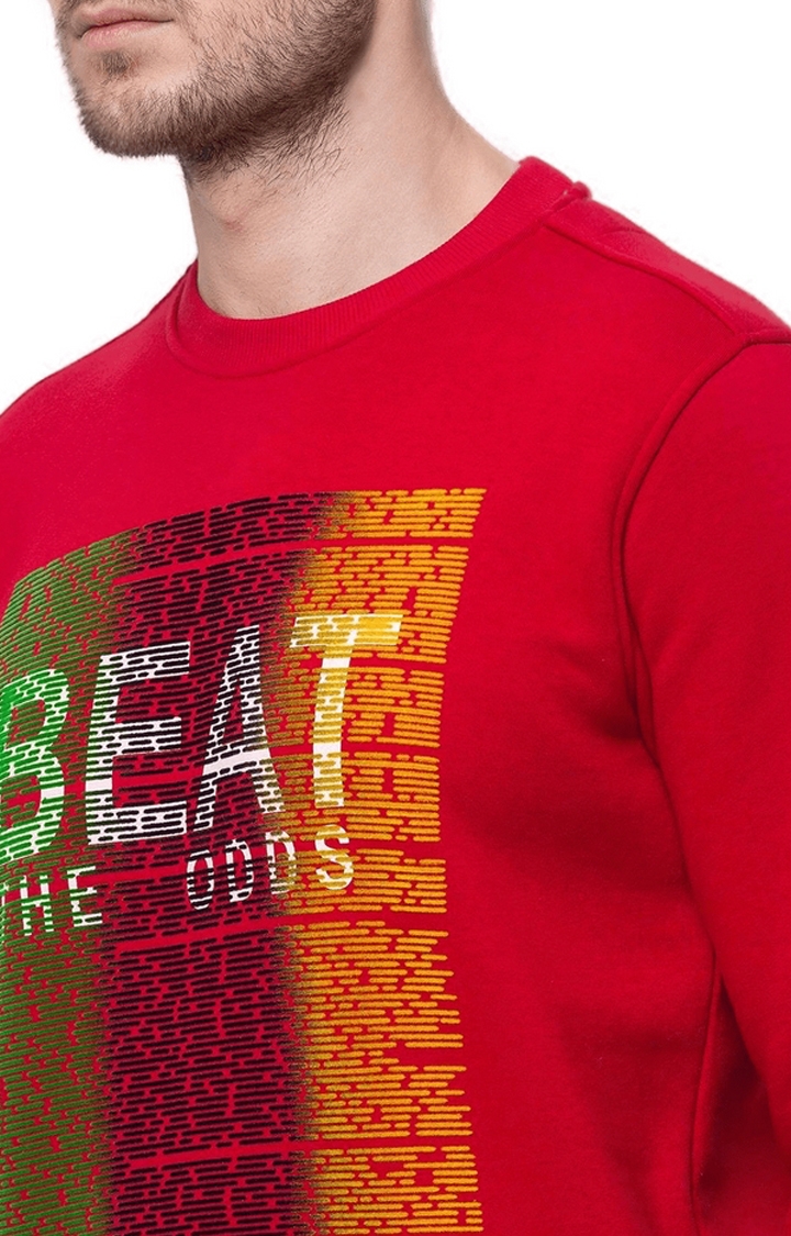 Status Quo | Men's Red Polycotton Printed Sweatshirts 3